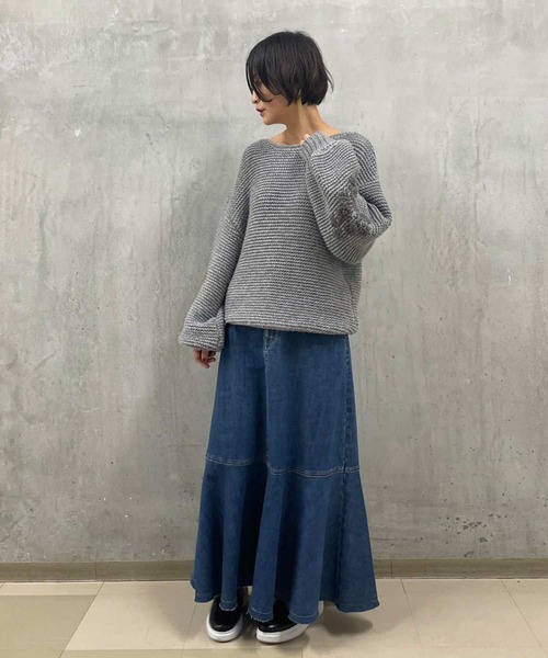 BEARDSLEY（ビアズリー）の「袖パフGジャンとセットアップ可 デニムスカート（スカート・レディース・インディゴブルー・FREE/2）」の4枚目の写真