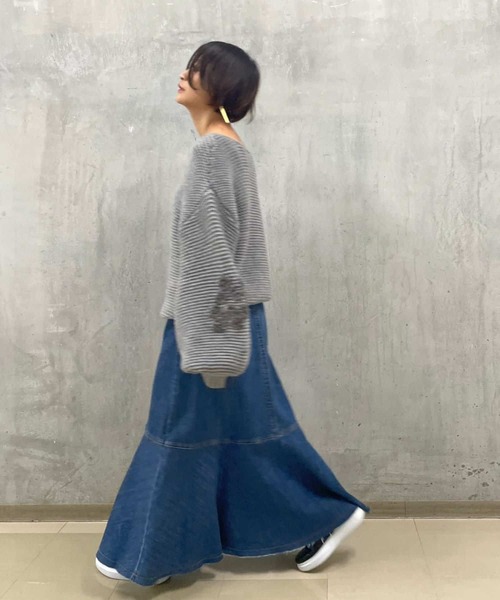 BEARDSLEY（ビアズリー）の「袖パフGジャンとセットアップ可 デニムスカート（スカート・レディース・インディゴブルー・FREE/2）」の8枚目の写真