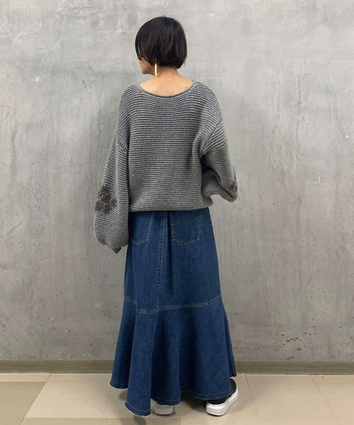 BEARDSLEY（ビアズリー）の「袖パフGジャンとセットアップ可 デニムスカート（スカート・レディース・インディゴブルー・FREE/2）」の12枚目の写真