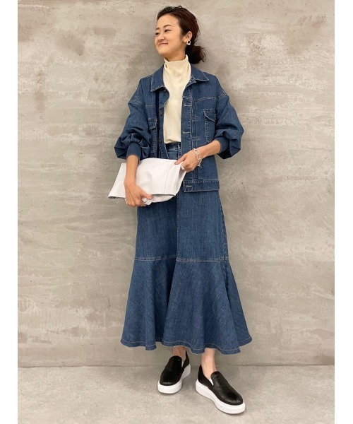 BEARDSLEY（ビアズリー）の「袖パフGジャンとセットアップ可 デニムスカート（スカート・レディース・インディゴブルー・FREE/2）」の16枚目の写真