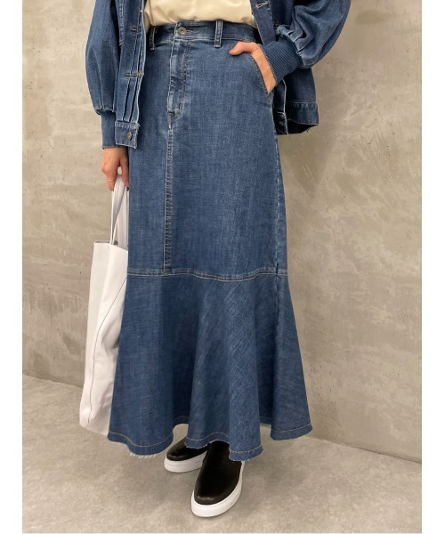 BEARDSLEY（ビアズリー）の「袖パフGジャンとセットアップ可 デニムスカート（スカート・レディース・インディゴブルー・FREE/2）」の22枚目の写真
