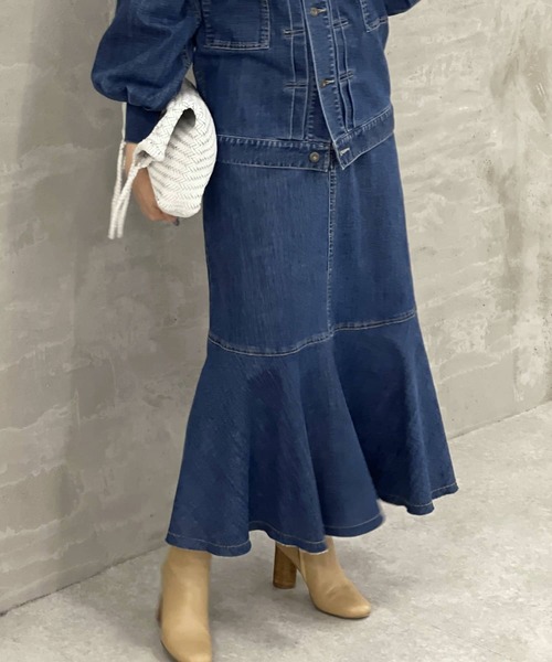 BEARDSLEY（ビアズリー）の「袖パフGジャンとセットアップ可 デニムスカート（スカート・レディース・インディゴブルー・FREE/2）」の20枚目の写真