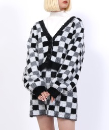 PUNYUS | ブロックチェックニットカーディガン(カーディガン/ボレロ)