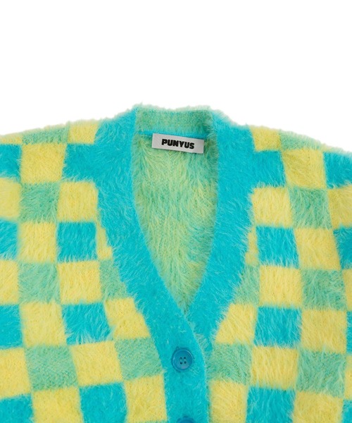 PUNYUS（プニュズ）の「ブロックチェックニットカーディガン（カーディガン/ボレロ・レディース・ブラック/ブルー/グリーン・1/2/4/3）」の12枚目の写真