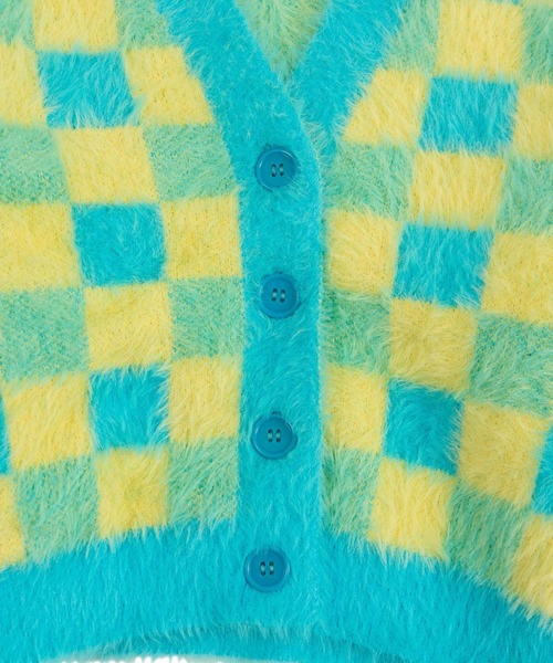 PUNYUS（プニュズ）の「ブロックチェックニットカーディガン（カーディガン/ボレロ・レディース・ブラック/ブルー/グリーン・1/2/4/3）」の13枚目の写真