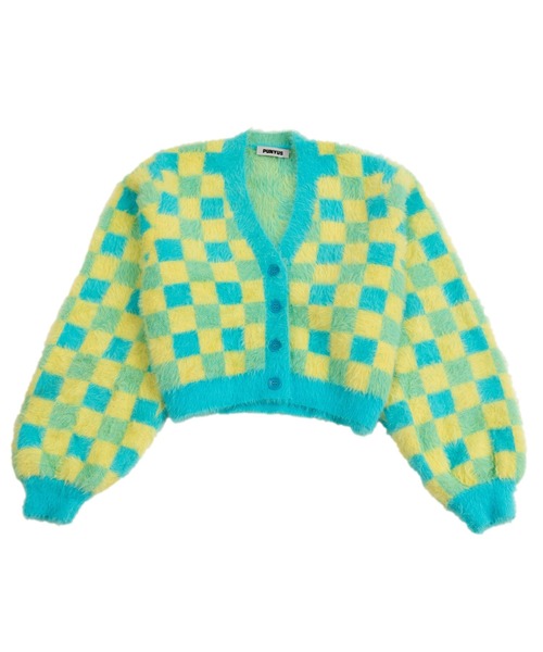 PUNYUS（プニュズ）の「ブロックチェックニットカーディガン（カーディガン/ボレロ・レディース・ブラック/ブルー/グリーン・1/2/4/3）」の16枚目の写真