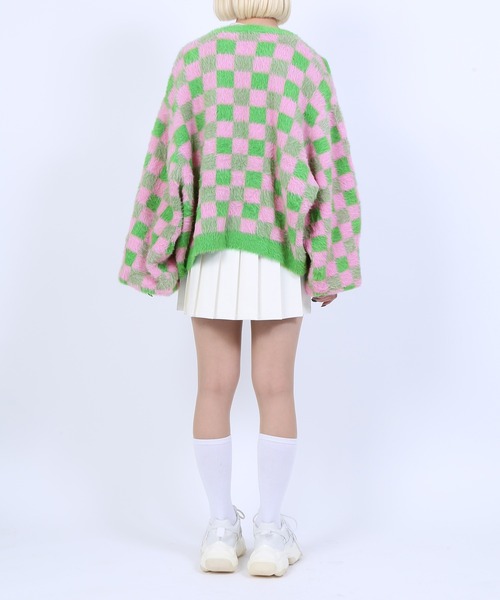 PUNYUS（プニュズ）の「ブロックチェックニットカーディガン（カーディガン/ボレロ・レディース・ブラック/ブルー/グリーン・1/2/4/3）」の11枚目の写真