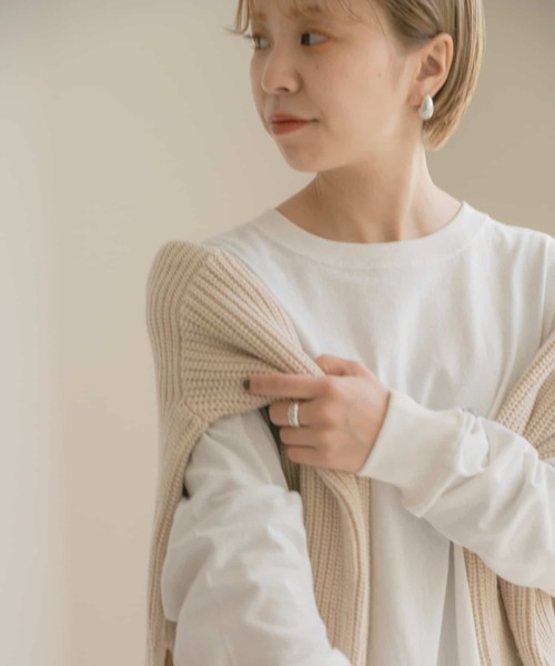 ITEMS URBANRESEARCH（アイテムズ アーバンリサーチ）の「ラウンドロングTシャツ（Tシャツ/カットソー・レディース・オフホワイト/グリーン/その他1/スミクロ・FREE）」の8枚目の写真