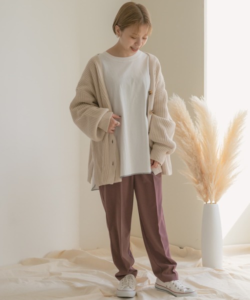 ITEMS URBANRESEARCH（アイテムズ アーバンリサーチ）の「ラウンドロングTシャツ（Tシャツ/カットソー・レディース・オフホワイト/グリーン/その他1/スミクロ・FREE）」の10枚目の写真