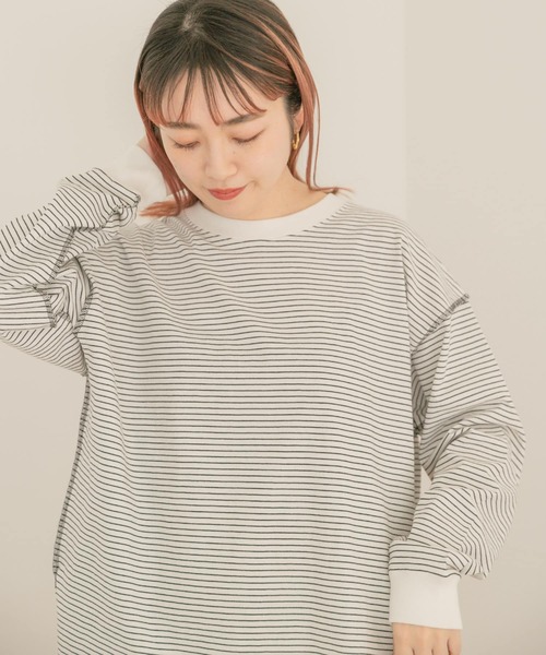 ITEMS URBANRESEARCH（アイテムズ アーバンリサーチ）の「ラウンドロングTシャツ（Tシャツ/カットソー・レディース・オフホワイト/グリーン/その他1/スミクロ・FREE）」の14枚目の写真