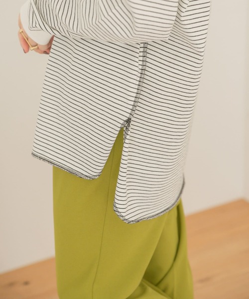 ITEMS URBANRESEARCH（アイテムズ アーバンリサーチ）の「ラウンドロングTシャツ（Tシャツ/カットソー・レディース・オフホワイト/グリーン/その他1/スミクロ・FREE）」の19枚目の写真