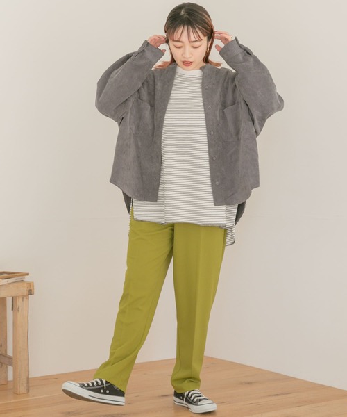 ITEMS URBANRESEARCH（アイテムズ アーバンリサーチ）の「ラウンドロングTシャツ（Tシャツ/カットソー・レディース・オフホワイト/グリーン/その他1/スミクロ・FREE）」の21枚目の写真