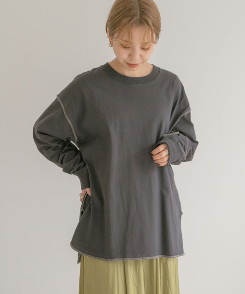 ITEMS URBANRESEARCH（アイテムズ アーバンリサーチ）の「ラウンドロングTシャツ（Tシャツ/カットソー・レディース・オフホワイト/グリーン/その他1/スミクロ・FREE）」の22枚目の写真