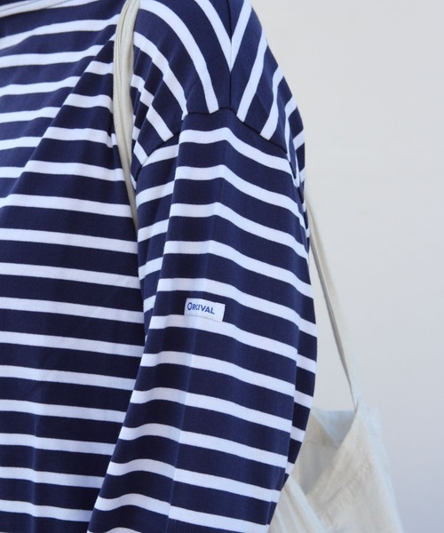 ORCIVAL(オーシバル)の「ORCIVAL/オーシバル 40/2 ボートネックドロップスリーブ ボーダー BOATNECK DROP SLEEVE BORDER OR-C0063 BFJ(Tシャツ/カットソー・レディース・ホワイト/ネイビー/グレー/レッド/ロイヤルブルー/ライム/ラベンダー・1)」の15枚目の写真