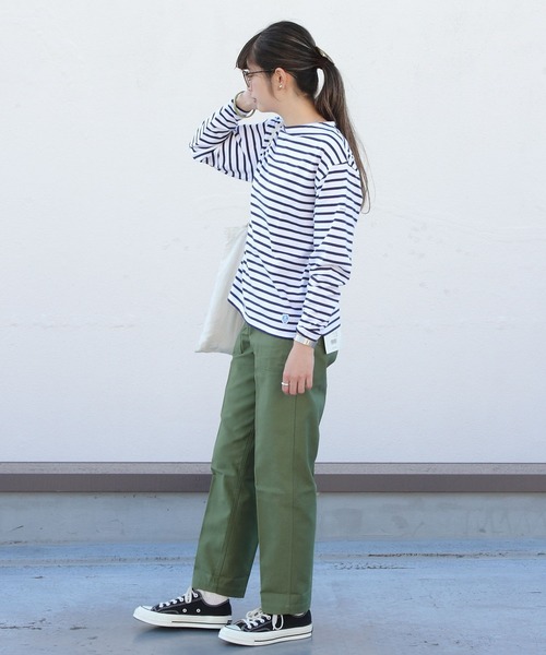 ORCIVAL(オーシバル)の「ORCIVAL/オーシバル 40/2 ボートネックドロップスリーブ ボーダー BOATNECK DROP SLEEVE BORDER OR-C0063 BFJ(Tシャツ/カットソー・レディース・ホワイト/ネイビー/グレー/レッド/ロイヤルブルー/ライム/ラベンダー・1)」の14枚目の写真