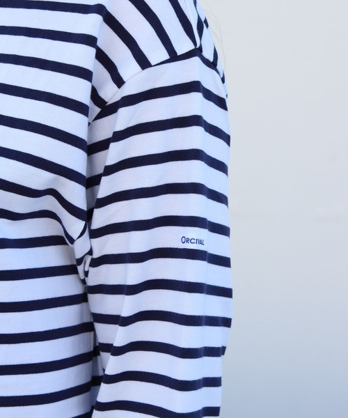ORCIVAL(オーシバル)の「ORCIVAL/オーシバル 40/2 ボートネックドロップスリーブ ボーダー BOATNECK DROP SLEEVE BORDER OR-C0063 BFJ(Tシャツ/カットソー・レディース・ホワイト/ネイビー/グレー/レッド/ロイヤルブルー/ライム/ラベンダー・1)」の11枚目の写真