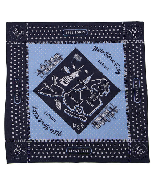 schott（ショット）の「Schott/ショット/BANDANA NEW YORK/バンダナ ニューヨーク（バンダナ/スカーフ・メンズ・ブラック/ネイビー/オレンジ・FREE）」の4枚目の写真
