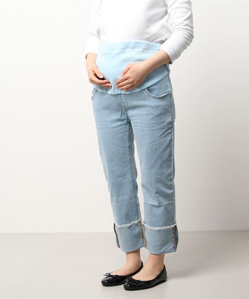 aimoha(アイモハ)の「ウェスト調整可能マタニティデニムパンツ(マタニティウェア/グッズ・レディース・ライトブルー/ネイビー・X-LARGE/XX-LARGE/LARGE/XXX-LARGE/MEDIUM)」の2枚目の写真