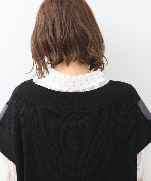 osharewalker（オシャレウォーカー）の「【廃盤】『異素材ロングニットベスト』（ベスト・レディース・グレイッシュベージュ/ブラック・FREE）」の14枚目の写真