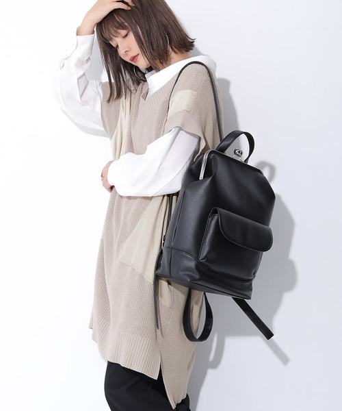 osharewalker（オシャレウォーカー）の「【廃盤】『異素材ロングニットベスト』（ベスト・レディース・グレイッシュベージュ/ブラック・FREE）」の3枚目の写真