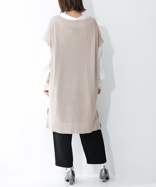 osharewalker（オシャレウォーカー）の「【廃盤】『異素材ロングニットベスト』（ベスト・レディース・グレイッシュベージュ/ブラック・FREE）」の7枚目の写真