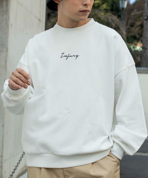 WEGO(ウィゴー)の「WEGO/シンプルロゴ刺繍プルオーバー(スウェット・メンズ・ホワイト/ダークグレー・LARGE/MEDIUM)」の6枚目の写真