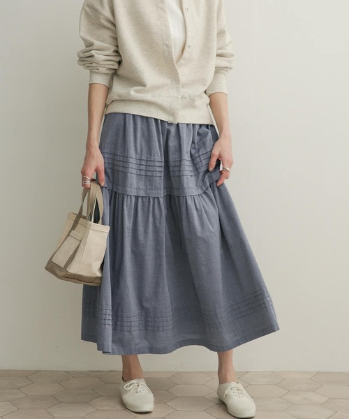 URBAN RESEARCH DOORS（アーバンリサーチドアーズ）の「ピンタックギャザースカート（スカート・レディース・ネイビー/グレー系その他・1）」の19枚目の写真