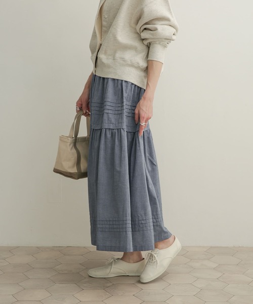 URBAN RESEARCH DOORS（アーバンリサーチドアーズ）の「ピンタックギャザースカート（スカート・レディース・ネイビー/グレー系その他・1）」の11枚目の写真