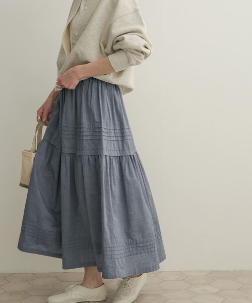 URBAN RESEARCH DOORS（アーバンリサーチドアーズ）の「ピンタックギャザースカート（スカート・レディース・ネイビー/グレー系その他・1）」の7枚目の写真