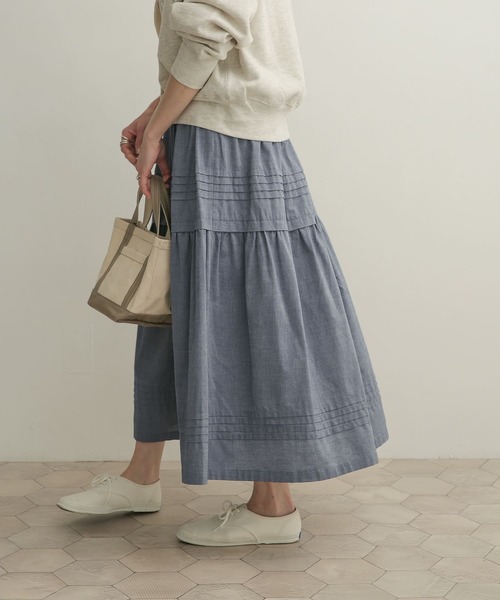 URBAN RESEARCH DOORS（アーバンリサーチドアーズ）の「ピンタックギャザースカート（スカート・レディース・ネイビー/グレー系その他・1）」の3枚目の写真