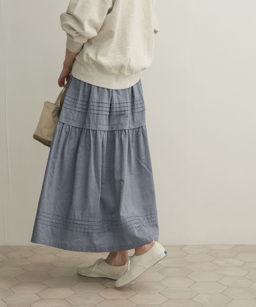 URBAN RESEARCH DOORS（アーバンリサーチドアーズ）の「ピンタックギャザースカート（スカート・レディース・ネイビー/グレー系その他・1）」の15枚目の写真