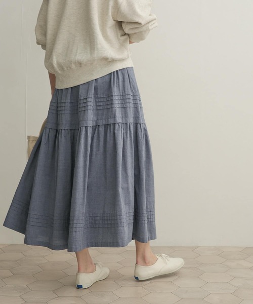 URBAN RESEARCH DOORS（アーバンリサーチドアーズ）の「ピンタックギャザースカート（スカート・レディース・ネイビー/グレー系その他・1）」の20枚目の写真