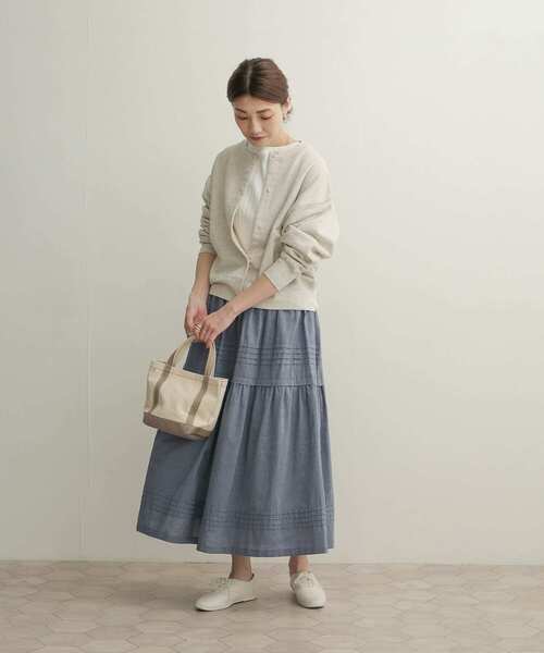 URBAN RESEARCH DOORS（アーバンリサーチドアーズ）の「ピンタックギャザースカート（スカート・レディース・ネイビー/グレー系その他・1）」の12枚目の写真