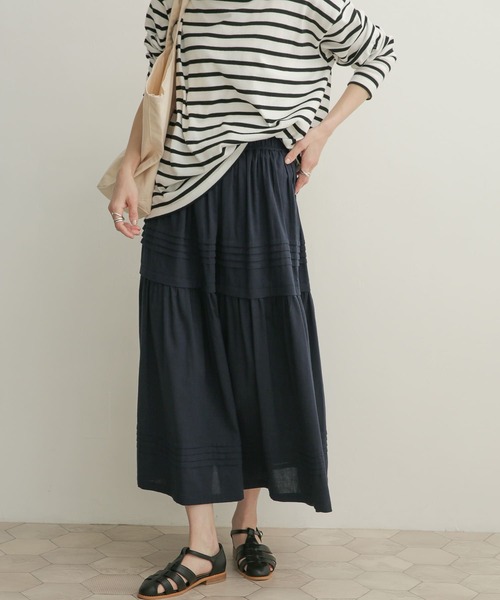 URBAN RESEARCH DOORS（アーバンリサーチドアーズ）の「ピンタックギャザースカート（スカート・レディース・ネイビー/グレー系その他・1）」の8枚目の写真