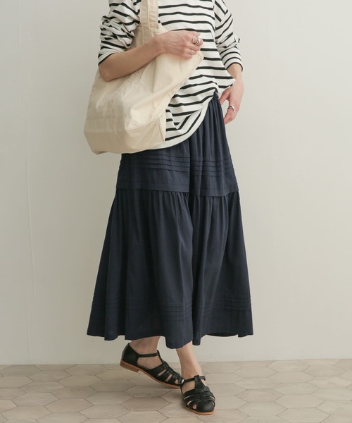 URBAN RESEARCH DOORS（アーバンリサーチドアーズ）の「ピンタックギャザースカート（スカート・レディース・ネイビー/グレー系その他・1）」の21枚目の写真
