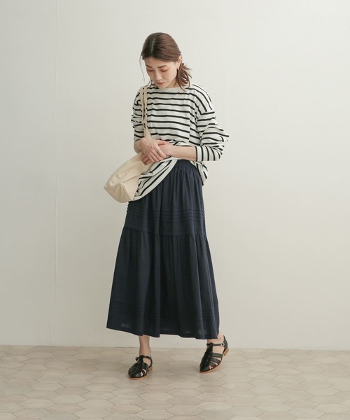 URBAN RESEARCH DOORS（アーバンリサーチドアーズ）の「ピンタックギャザースカート（スカート・レディース・ネイビー/グレー系その他・1）」の22枚目の写真