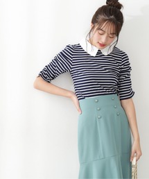 PROPORTION BODY DRESSING | 【美人百花5月号掲載 】２ｗａｙ襟付きリブボーダーＣＳ / 1212160404(Tシャツ/カットソー)