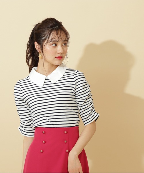 PROPORTION BODY DRESSING（プロポーションボディドレッシング）の「【美人百花5月号掲載 】２ｗａｙ襟付きリブボーダーＣＳ / 1212160404（Tシャツ/カットソー・レディース・ホワイト系その他/ダークネイビー・MEDIUM/SMALL）」の10枚目の写真