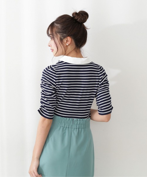 PROPORTION BODY DRESSING（プロポーションボディドレッシング）の「【美人百花5月号掲載 】２ｗａｙ襟付きリブボーダーＣＳ / 1212160404（Tシャツ/カットソー・レディース・ホワイト系その他/ダークネイビー・MEDIUM/SMALL）」の9枚目の写真