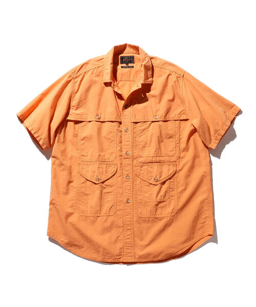 BEAMS PLUS（ビームスプラス）の「BEAMS PLUS / コットン リップストップ ショートスリーブ アドベンチャー シャツⅡ（シャツ/ブラウス・メンズ・オレンジ/サックスブルー/パープル/グリーン・M/L/S/XL）」の4枚目の写真