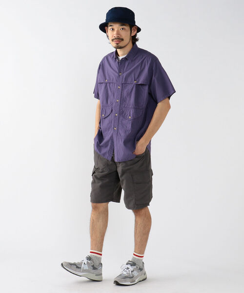 BEAMS PLUS（ビームスプラス）の「BEAMS PLUS / コットン リップストップ ショートスリーブ アドベンチャー シャツⅡ（シャツ/ブラウス・メンズ・オレンジ/サックスブルー/パープル/グリーン・M/L/S/XL）」の14枚目の写真
