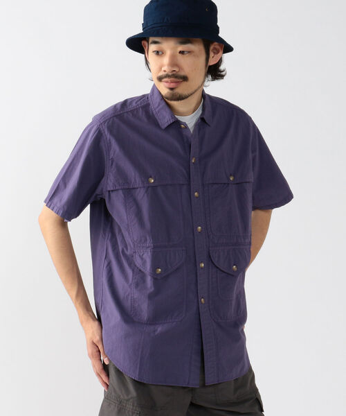 BEAMS PLUS（ビームスプラス）の「BEAMS PLUS / コットン リップストップ ショートスリーブ アドベンチャー シャツⅡ（シャツ/ブラウス・メンズ・オレンジ/サックスブルー/パープル/グリーン・M/L/S/XL）」の19枚目の写真
