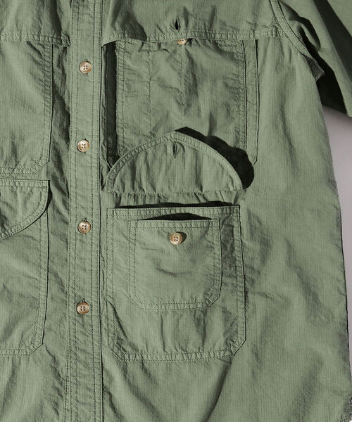 BEAMS PLUS（ビームスプラス）の「BEAMS PLUS / コットン リップストップ ショートスリーブ アドベンチャー シャツⅡ（シャツ/ブラウス・メンズ・オレンジ/サックスブルー/パープル/グリーン・M/L/S/XL）」の5枚目の写真