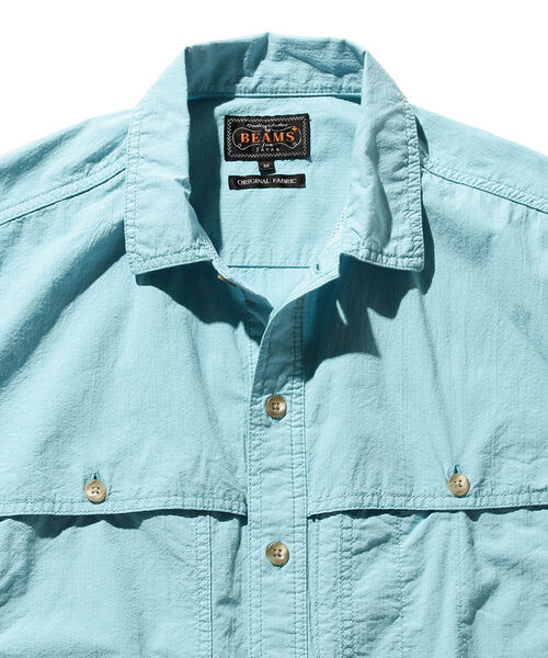 BEAMS PLUS（ビームスプラス）の「BEAMS PLUS / コットン リップストップ ショートスリーブ アドベンチャー シャツⅡ（シャツ/ブラウス・メンズ・オレンジ/サックスブルー/パープル/グリーン・M/L/S/XL）」の8枚目の写真