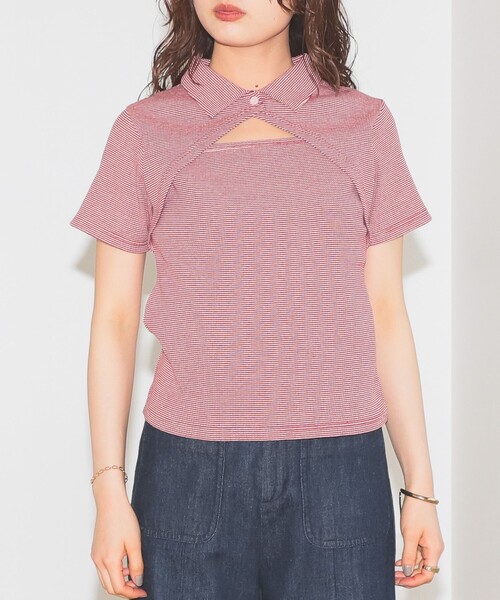 BeAMS DOT（ビームスドット）の「【WEB限定】BeAMS DOT / カッティング プルオーバー（Tシャツ/カットソー・レディース・レッド/ブルー・FREE）」の14枚目の写真