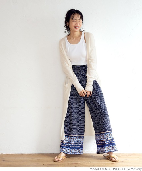 coca(coca)(コカ)の「シアーニットロングカーディガン(カーディガン/ボレロ・レディース・ブラック/アイボリー・ONE SIZE)」の9枚目の写真