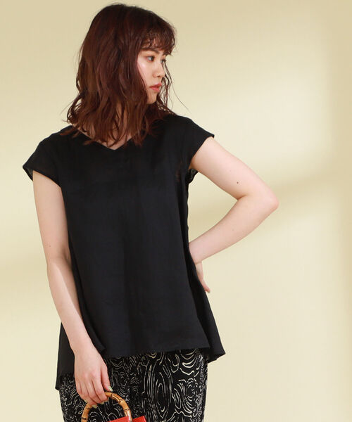 Ray BEAMS（レイビームス）の「Ray BEAMS / リネン Vネック フレンチスリーブ（シャツ/ブラウス・レディース・イエロー/ホワイト/グリーン/ブラック・ONE SIZE）」の13枚目の写真