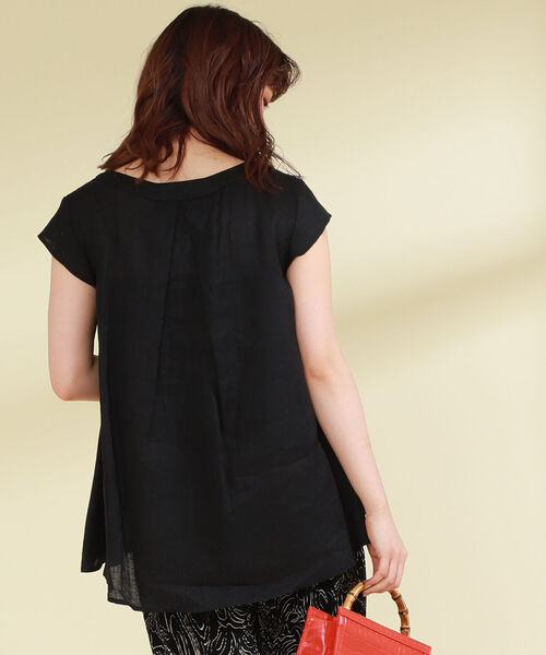 Ray BEAMS（レイビームス）の「Ray BEAMS / リネン Vネック フレンチスリーブ（シャツ/ブラウス・レディース・イエロー/ホワイト/グリーン/ブラック・ONE SIZE）」の15枚目の写真