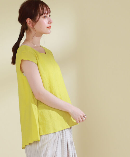 Ray BEAMS（レイビームス）の「Ray BEAMS / リネン Vネック フレンチスリーブ（シャツ/ブラウス・レディース・イエロー/ホワイト/グリーン/ブラック・ONE SIZE）」の17枚目の写真