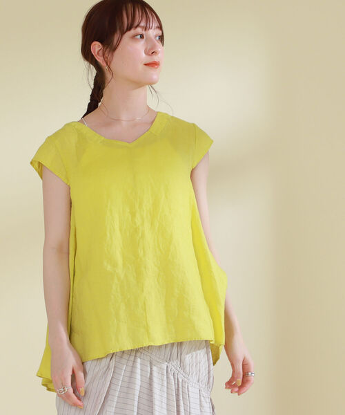 Ray BEAMS（レイビームス）の「Ray BEAMS / リネン Vネック フレンチスリーブ（シャツ/ブラウス・レディース・イエロー/ホワイト/グリーン/ブラック・ONE SIZE）」の18枚目の写真